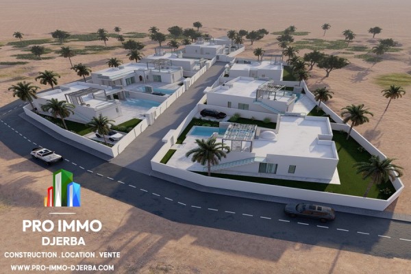 Un projet de villa moderne de style andalous vue de mer en cours de construction